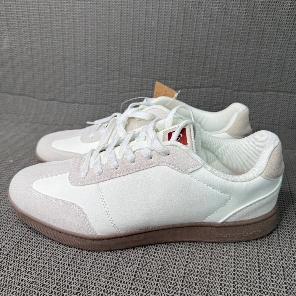 Quiksilver Torrance Mens Size 10 White & Beige Leather and Suede Sneakers